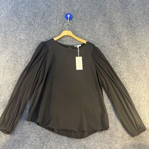 Alex & Lili Black‎ Long Sleeve Balloon Sleeve High Low Blouse Top NWT M